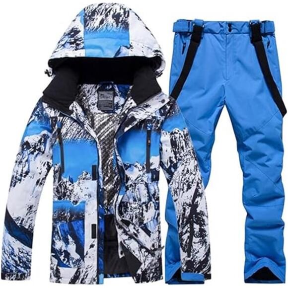 Men's Ski Suit Waterproof Snow Suits Two Piece Snowboard Jacket and Pants Set - Picture 8 of 8